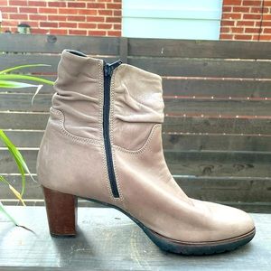 Grey slouchy heeled booties